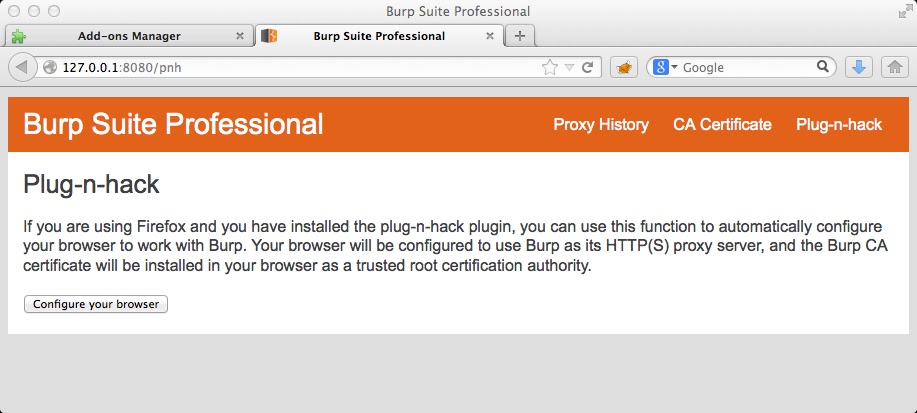 התממשקות של Burp Suite לתוסף Plug-n-Hack